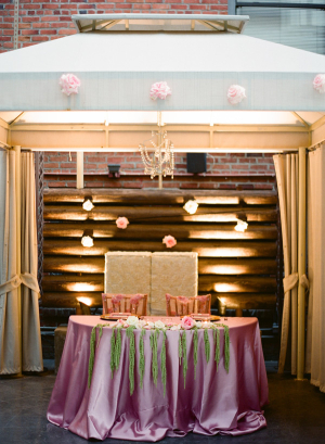Purple Pink Reception Table Linens