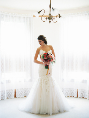 Strapless Wedding Gown With Flared Tulle Skirt