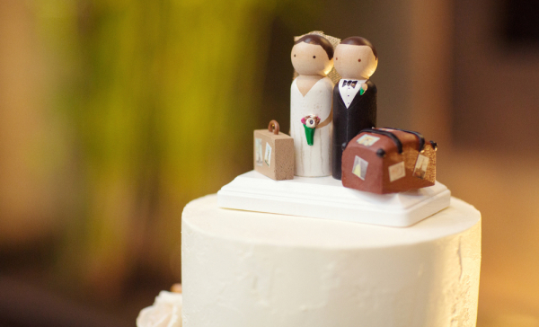 Traveling Bride and Groom Cake Topper