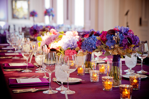 Wine Purple and Blue Tablescape