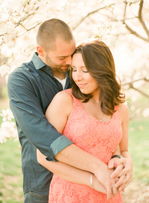 Blue and Pink Engagement Portrait Clothing