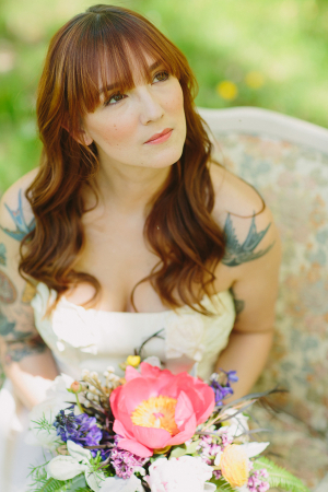 Bride With Exotic Wildflower Bouquet