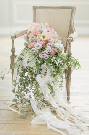 Cascading Bouquet in Vintage Chair 