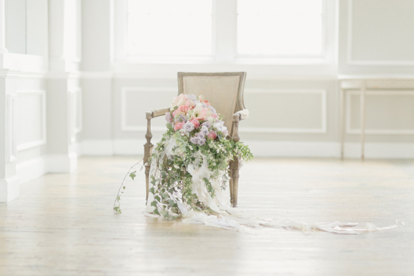 Cascading Bouquet in Vintage Chair