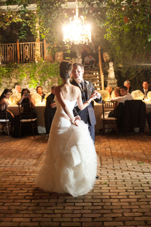 Couple First Dance on Brick Patio