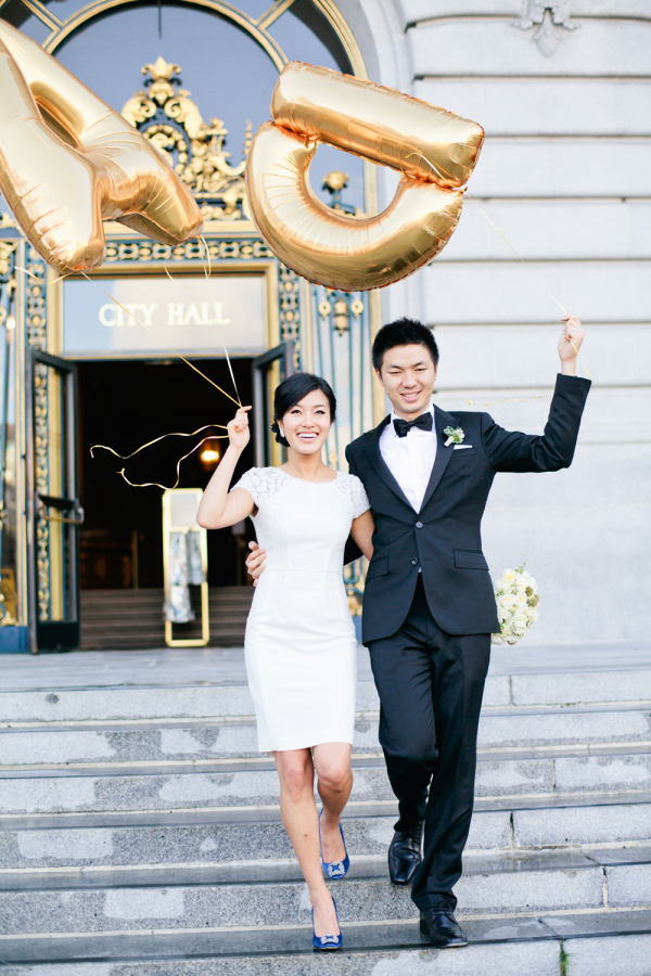 Couple With Gold Monogram Balloons