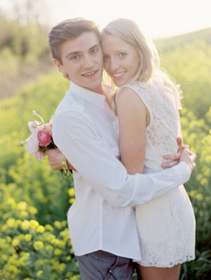 Engagement Portrait in Wildflower Field