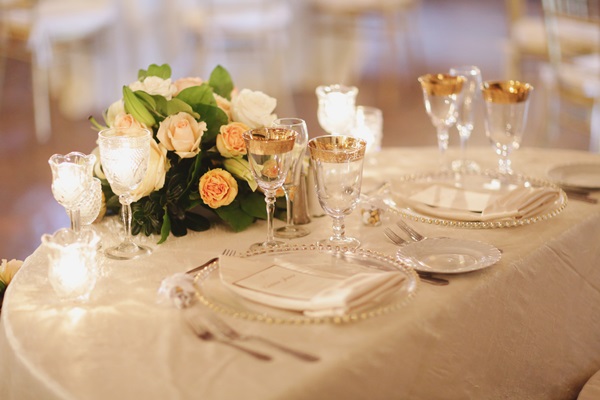 Glass and Gold Reception Place Settings