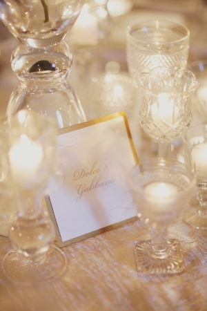 Gold Trimmed Reception Table Cards