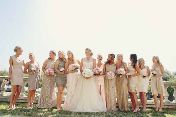 Gold and Taupe Bridesmaids Dresses