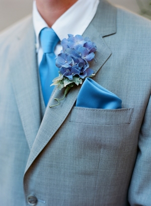 Gray Suit With Blue Silk Tie