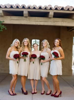 Ivory Bridesmaids Red Shoes