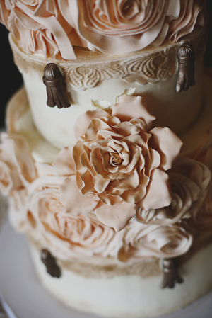 Pink Gold and Cream Wedding Cake