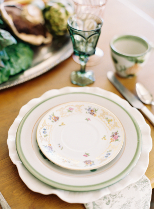 Pink Yellow and Green Floral China