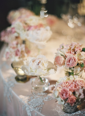 Pink and White Reception Arrangements