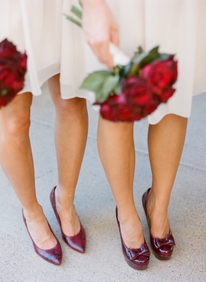 Red and Ivory Bridesmaids