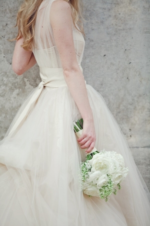 Sheer Ivory Tulle Wedding Gown