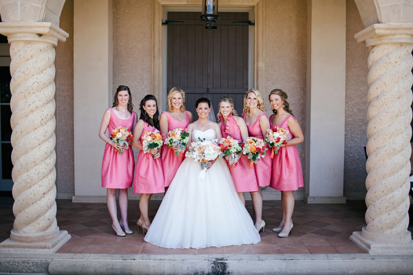 Short Pink Silk Bridesmaids Dresses