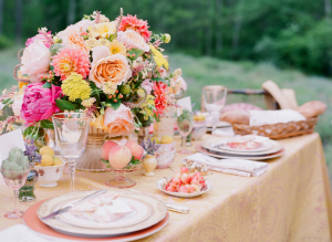 Spring Florals and Fruit Table Decor