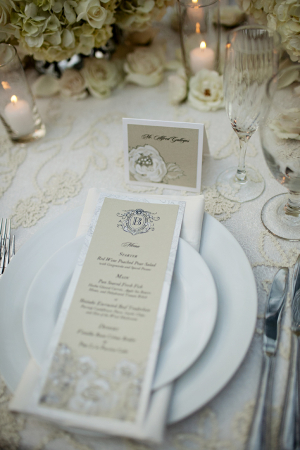 Taupe and Ivory Reception Menu Card