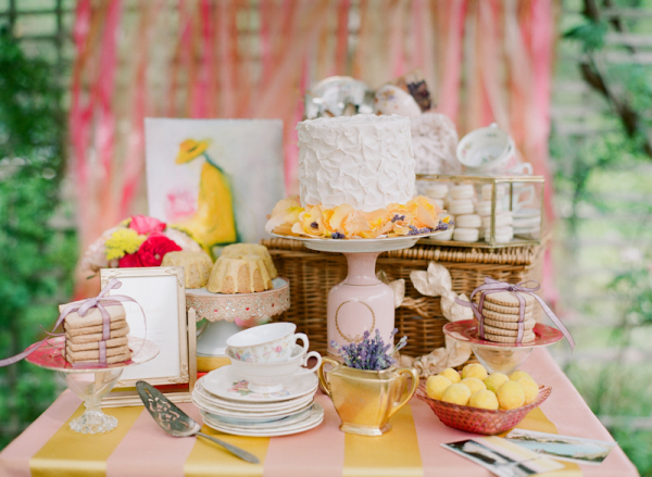 Vintage Pink and Yellow Dessert Table