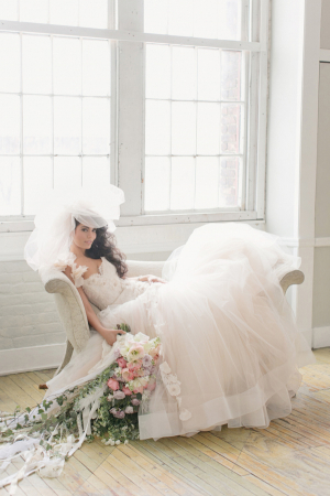 Wedding Gown With Full Tulle Skirt and Veil