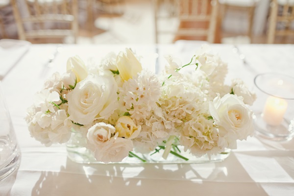 White Flowers in Glass Vase