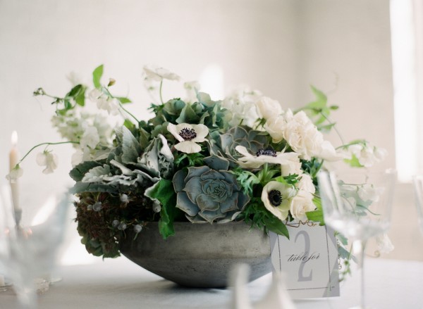 White and Green Succulent Centerpiece