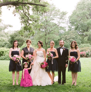 Black and Hot Pink Bridal Party Dresses
