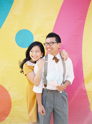Bow Tie and Suspenders Engagement Portrait Fashions