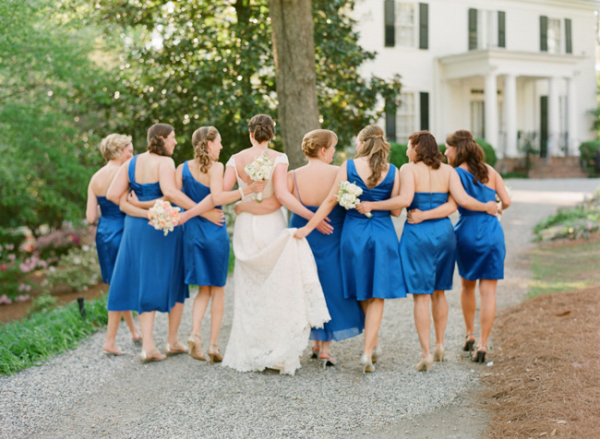 Bright Blue Silk Bridesmaids Dresses