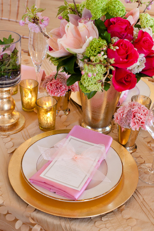 Bubblegum Pink and Gold Place Settings