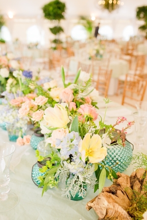 Caribbean Blue Pink and Yellow Reception Decor