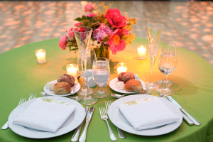 Citrus Green and Pink Bride and Groom Table