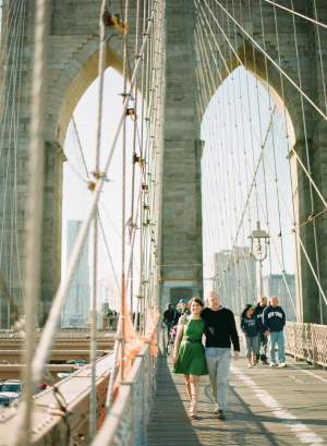 Couple Walking on Brooklyn Bridge 