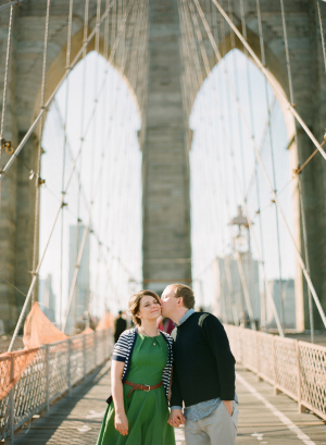 Couple Walking on Brooklyn Bridge