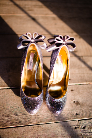 DIY Bridal Glitter Heels With Bows