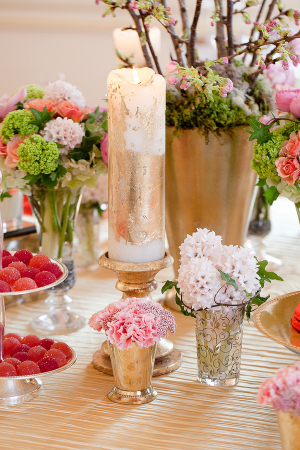 Gold Mercury Glass and Pink Floral Decor Ideas
