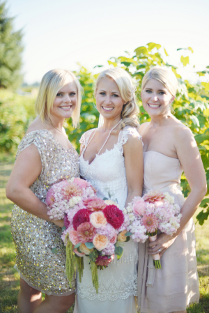 Gold Pink Bridesmaids Dresses