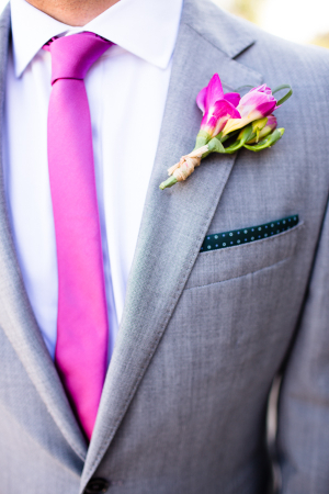 Gray Suit With Pink Tie