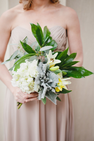 Magnolia Lilly Hydrangea and Dusty Miller Bouquet