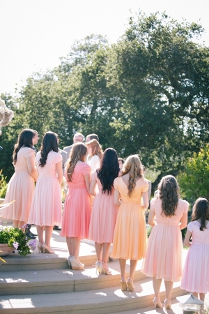 Peach Pink Bridesmaids Dresses