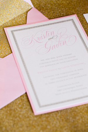 Pink and Gold Glitter Wedding Stationery