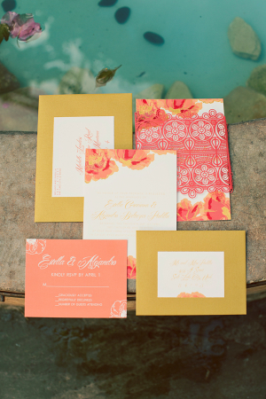Pink and Yellow Floral Wedding Stationery