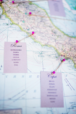 Reception Place Cards on World Map