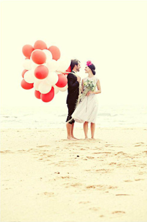 Red and White Wedding Balloons