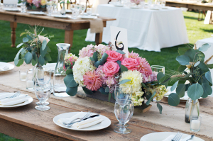 Rustic Pink and Green Reception Decor