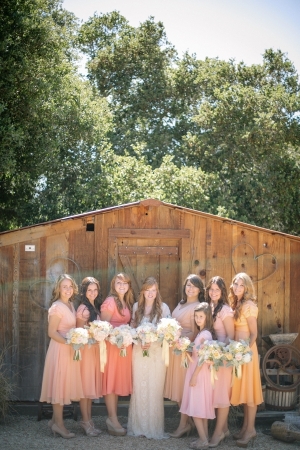 Sherbet Colored Bridesmaids Dresses