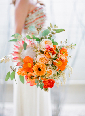 Tangerine Bouquet with Protea