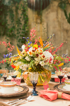 Tropical Centerpiece in Yellow Vase